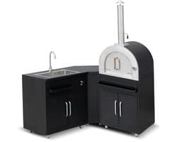 Oviala - Metalen buitenkeuken met 3 modules spoelbak en pizzaoven - Memphis