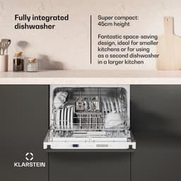 Klarstein Vaatwasser inbouwvaatwasser - Compact model van 45 cm, 6 couverts, UV-hygiëne, AquaStop, energie-efficiëntieklasse D, stil 49 dB, intuïtieve bediening - Vaatwasmachine Compacte - 6 Maatgedekken - voor Keuken - Eco-Programma — thumbnail 8