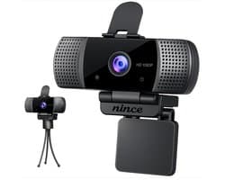 Nince Webcam - Full HD 1080P - PC Webcam - Laptop Webcam - USB Webcam - Met Statief - Privacy Cover - Webcam met Microfoon