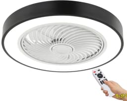 Ortho® - Plafondventilator - Plafondlamp - LED verlichting - LED fan - Zomer- en winterstand - Met afstandsbediening - Zwart — thumbnail 1