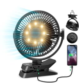 Vulpes Goods® Tech - Tafelventilator MAX - Ventilator - Oplaadbaar & Draadloos - Stille USB Ventilator met Afstandsbediening - 5 Snelheden & Verlichting - Ultra Stil - 12000 mAh & Powerbankfunctie - Zwart — thumbnail 1