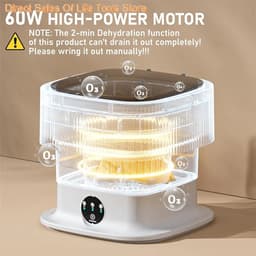 Ohana DT - Mini Wasmachine - Kleine Wasmachine - 11L - Opvouwbaar - Compact - USB-voeding - 3 Programma's - Energiezuinig - Grijs — thumbnail 3