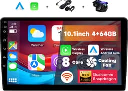 Boscer Autoradio 2Din Universeel - Android 15 - Apple Carplay & Android Auto (Draadloos) - 10.1 Inch HD IPS Touchscreen - 8-Core 4+64GB - Interne Koeler - GPS Navigatiesysteem - USB, Bluetooth, WiFi & MP5 - Achteruitrijcamera & Microfoon — thumbnail 1
