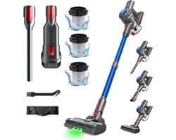 Ivormentico Steelstofzuiger Draadloos - 40000Pa - 450W - 50 Minuten - Groen LED - Upgradede Bodemborstel - Afneembare Batterij