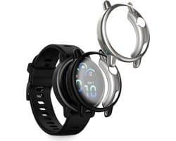 kwmobile 2x smartwatch hoes geschikt voor Garmin vivoactive 6 (42mm) / Active 6 hoesje - Siliconen sporthorloge cover - Activity tracker case in zwart / zilver
