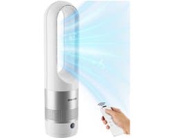 tectake® Torenventilator Polar - Kolomventilator inclusief Afstandsbediening - 8 Snelheidsstanden en Timer - 80° Draaifunctie - Stille Ventilator (35-55dB) - Staand met LED Bedieningspaneel - 55,5 cm Hoog - Luchtkoeler - Wit — afbeelding 1