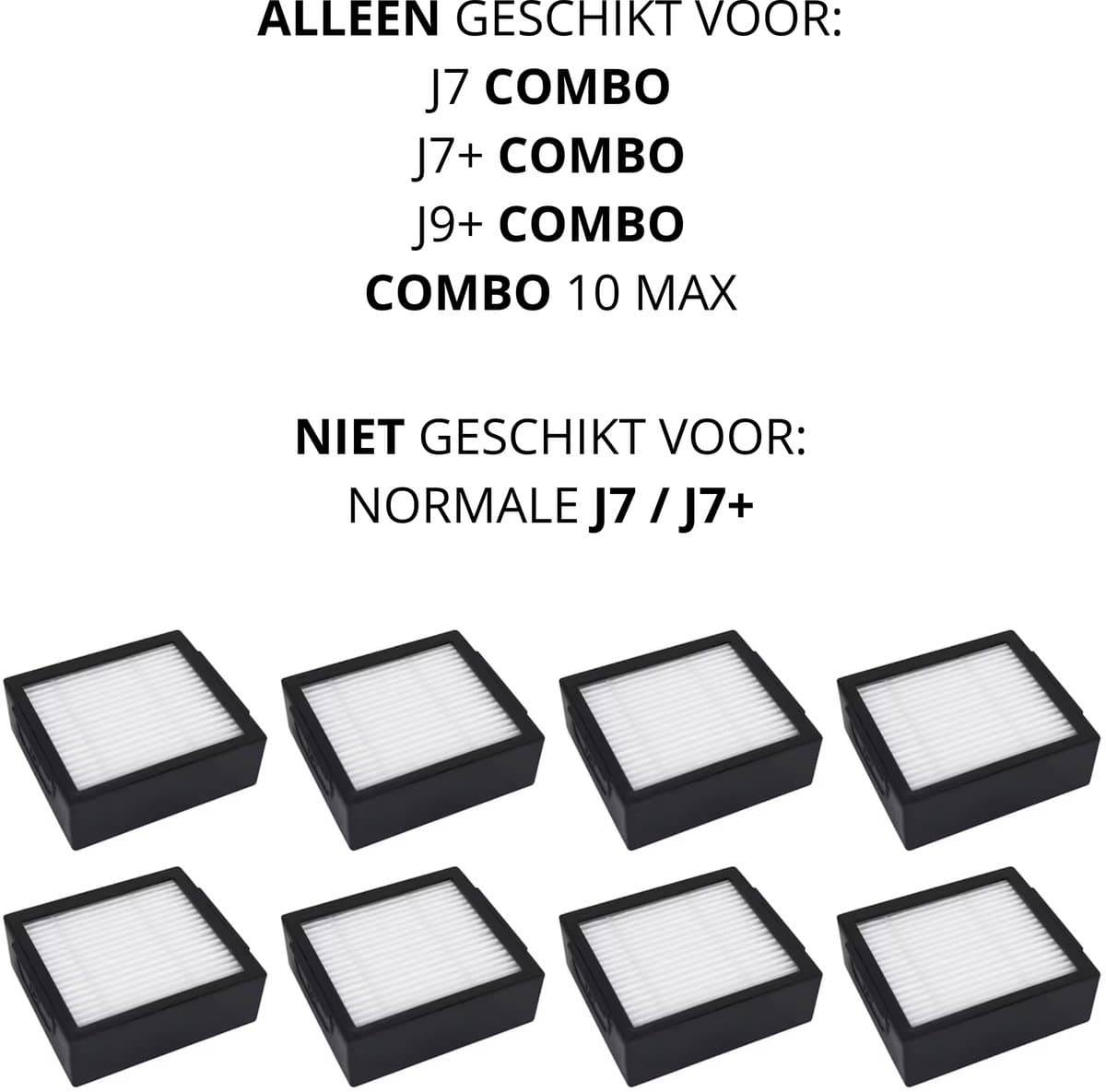 Bramokava® 8x HEPA Filter – ALLEEN geschikt voor iRobot Roomba COMBO j7+ / COMBO j9+ / 10 Max – NIET voor gewone j7+ / j9+ Robotstofzuiger — afbeelding 1