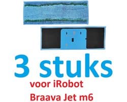 3 x Wasbare dweildoeken voor dweilrobot - maat: 28 cm x 10.4 cm - accessoires voor Braava Jet M6 - iRobot - vervanging van hoge kwaliteit - microvezel - dweilpads - dweilrobot - Passen niet op de elektrische dweilen.