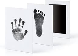 2 Stuks Baby handafdruk en voetafdruk fotokaartje - Baby cadeau - Gipsafdruk alternatief! - Eenvoudig schoonmaken - Rode inkt — thumbnail 1