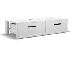 Bodo® - Wasmachine Verhoger - Dubbel - Kast - Ombouw met Lade - Wit - 127x54x31cm