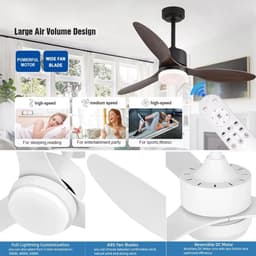 3 Blad Plafondventilator - Moderne LED Ventilator Lamp - 6 Snelheden - Hoogte Verstelbaar - Afstandsbediening & APP - 132 cm - Bruin/Zwart- Woonkamerlamp — thumbnail 3