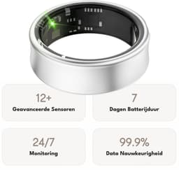 Focus® S2 Smart Ring - Zilver - Maat 7 - AI Coach - Hartslag - Menstruatiecyclus - Slaap Monitor - Herstelscore - Slimme Ring - Sport Prestatie - Stappenteller -IP68 Waterdicht - O2 Meting - Dames - Heren - Wearables - Oplaad Case - beschermring — thumbnail 4