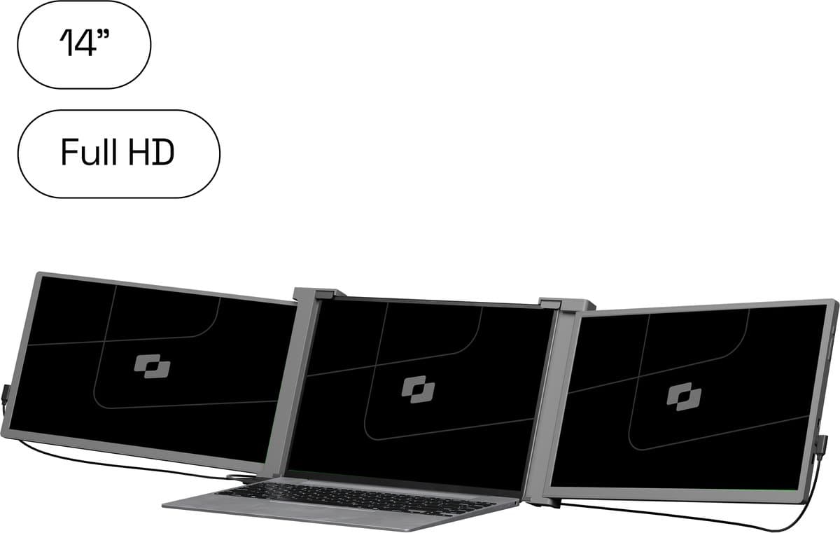 Screenmate® Expand Portable Monitor 14” - Portable Monitor Full HD + HDR - Draagbare Monitor met Beschermhoes - Extra Scherm Laptop - Draagbaar Beeldscherm - Grijs — afbeelding 1