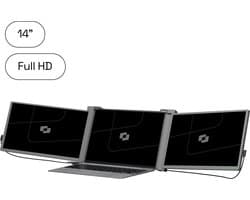 Screenmate® Expand Portable Monitor 14” - Portable Monitor Full HD + HDR - Draagbare Monitor met Beschermhoes - Extra Scherm Laptop - Draagbaar Beeldscherm - Grijs