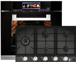 Inbouwoven - Kaiser - EH 6344 - Inbouwoven 60 cm - Zwart glas- 79 l - Air fryer- TFT - automatische braadfunctie + Gaskookplaat - KCG 9387- inbouwkookplaat , 90cm — thumbnail 1