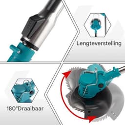 Grasmaaier elektrisch - Grasmaaier accu - Grastrimmer - Opvouwbaar - Draadloos - 2x 18V batterij - lichtblauw — thumbnail 2