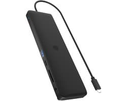 ICY BOX USB-C IB-DK2116-C Dockingstation met Triple Video Output – 4K@60Hz HDMI & DisplayPort, 100W Power Delivery, Gigabit LAN, SD/microSD, Audio & 4x USB – Voor Windows, macOS, Chrome OS