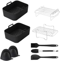Airfryer-accessoires, Set van 7 geschikt voor Ninja Dual DZ201/401 & de meeste 8Qt-10Qt, bevat 2 duale airfryer-racks & 2 siliconen airfryer-liners & 2 siliconen handschoenen & 1 voedselklem — thumbnail 3