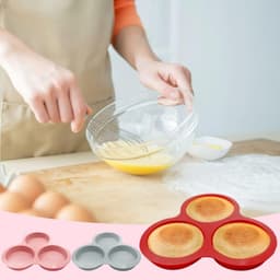 3x luchtfriteuse eivorm - Ø9.8 cm - Kookring - Eivorm - Ei Ringen - Air schimmel - Kookringen - Bakringen - Hamburgerringen - Eierringen - Siliconen Air Fryer Ei Pan - Rond - Accessoires voor heteluchtfriteuses 6QT en hoger - Met 3 holtes — thumbnail 7