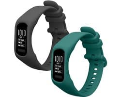 kwmobile 2x horlogebandjes geschikt voor Garmin vivosmart 5 / Smart 5 bandje - Smartwatch bandjes van TPU - Activity tracker horloge band in donkergrijs / groen