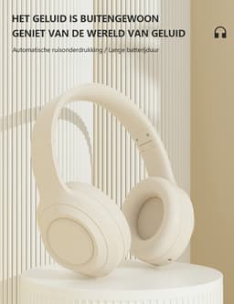 Gloovon® - Koptelefoon - Koptelefoon Draadloos - Microfoon Met ENC (Environmental Noise Cancellation) - Bluetooth 5.0 - Koptelefoon met Microfoon - Wit — thumbnail 6