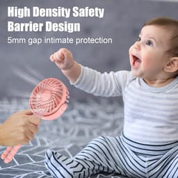Mini draagbare kinderwagenventilator - Afneembaar, 3 snelheden - 360° rotatie - Flexibele handventilator op statief - Voor autostoel, baby, bed, loopband, reizen - Roze — thumbnail 5