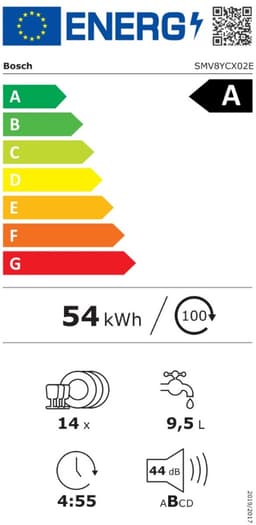 Bosch SMV8YCX02E Serie 8 - Inbouw Vaatwasser - Volledig ingebouwd - 14 couverts - A label — thumbnail 11