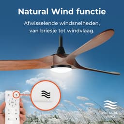 Goedewaere Plafondventilator Nordic Wood - Lamp - Afstandsbediening - Stil - Timer - 152cm — thumbnail 5