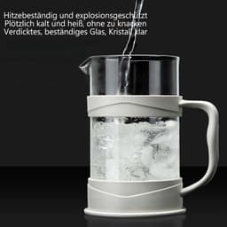 CHIWIN French Press Cafetière - Koffiemaker 1000ml - met 3-Lagen Filter - Dikwandig Hittebestendig Glas - Multifunctioneel - Veiligheidsdesign - voor Koffie, Thee en Zelfs Melkschuim - Wit — thumbnail 3