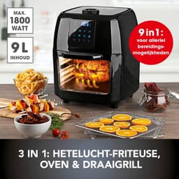 RFWR® Digitale XXL heteluchtfriteuse 9 liter – Frituren zonder vet, oven en draaigrill in één — thumbnail 5