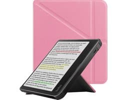 Hoes Geschikt voor Kobo Libra Colour Hoesje Bookcase Cover Book Case Hoes Sleepcover - Roze