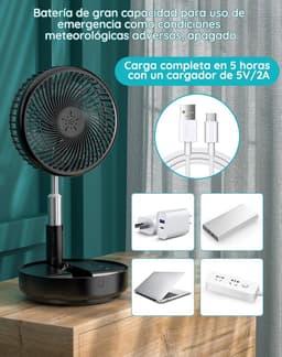 RFWR® Draagbare oscillerende tafel- en staande ventilator met afstandsbediening, opvouwbaar en USB-oplaadbaar, 4 snelheden — thumbnail 5