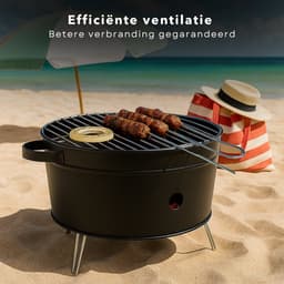 Cheqo® Tafelbarbecue Houtskool - Tafel Barbecue - BBQ Tafelmodel - Houtskoolbarbecue - Compacte BBQ voor Camping of Park - 35 cm - RVS - Lichtgewicht — thumbnail 2