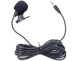 Lavalier Dasspeldmicrofoon met 3.5mm Jack AUX aansluiting - 3 Meter Kabel - Geschikt voor Smartphone, Camera en Laptop - zwart