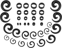 Allecto Premium - Ear Gauges Stretching Kit 36 stuks zwart Siliconen - ooruitbreiding — thumbnail 1