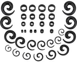 Allecto Premium - Ear Gauges Stretching Kit 36 stuks zwart Siliconen - ooruitbreiding