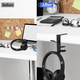 2-Pack Metalen Koptelefoon Haken - Koptelefoon Houder met Dubbele Haken - Universele Aluminium Gaming Koptelefoonhouder Onder Bureau - Antislip Verstelbare Koptelefoonhaak voor op Bureau - 11x4.5cm — thumbnail 3