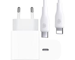 25W USB C Adapter + USB C Oplader Kabel - Geschikt voor Apple iPad en iPhone - Snellader USB-C - Snellader USB-C - 1 Meter