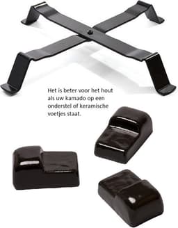 Big Green Egg Tafel | Buitenkeuken | 140x70cm | Gat 50cm | Zwart Staal en Hout | BBQ Tafel | Kamado Tafel | Barbecue | Bastard | Grill Guru | Kamado Joe | Ombouw | Onderstel | Geschikt voor vele modellen — thumbnail 4