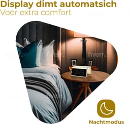 Caliber Wekker - Draadloze Oplader - Wake-up Light - Digitale wekker - Wekkers digitaal - Digitale klok - Geel (HCG019QI-YE) — thumbnail 2