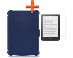 Hoesje Geschikt voor Kobo Clara HD Hoes Book Case - Hoes Geschikt voor Kobo Clara HD Hoesje Book Cover Met Screenprotector - Donkerblauw