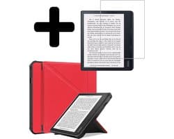 Hoes Geschikt voor Kobo Sage - E-reader Bescherm Hoesje Case Sleep Cover Trifold Met Screenprotector - Hoes Geschikt voor Kobo Sage Hoesje - Rood