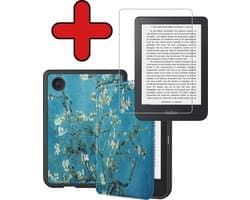 Hoes Geschikt voor Kobo Clara 2E - Met Screenprotector - Luxe E-reader Bescherm Case - Hoesje Book Cover - Bloesem