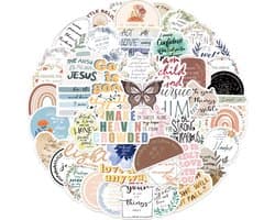 Christelijke Stickers met Teksten - 50 stickers voor Laptop, Dagboek, Agenda, Muur etc - Religieus/God/Jezus/Bijbel