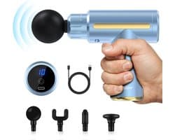 Massageapparaat voor dieperliggend weefsel, 10 standen, opladen via USB, draagbaar, klopmassage, spiermassage, ultraklein en stil, pijnverlichting voor spieren, voor thuis, gym en buiten