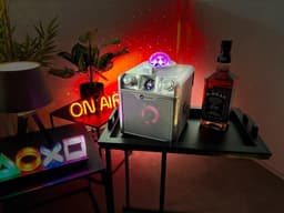 N-GEAR Disco Star 710 Silver - Bluetooth Speaker - Karaoke Set - Party Box met Sterrenprojector & 2 Microfoons — thumbnail 2