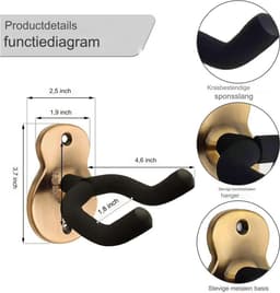 Gitaar standaard-gitaarstandaard universeel-gitaarstandaard muur-Muurbeugel-muurhaak-Guitar Stand Metal Guitar Wall Mount-Pack of 2 metalen haak — thumbnail 4
