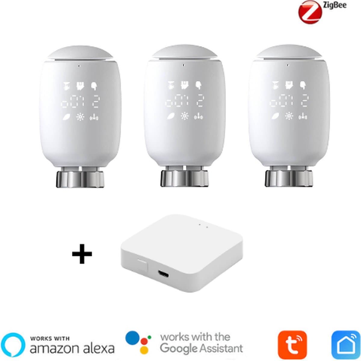 AQIOS Slimme Radiatorknoppen starterskit (3 radiatorknoppen + 1 gateway) — afbeelding 1