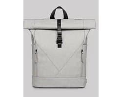 Manks Collections ® Rolltop Laptop Rugzak tot 17 inch laptop - Rugtas 20 tot 28 L - PU leer Waterdicht en Duurzaam - waterproof -Platnum Grijs rool top rugzak