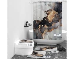 Floraweg Douchegordijn,Shower Curtain,badgordijn,badkamergordijn,Marmeren textuur plus bronzing ,-topkwaliteit - digitale printen -Anti Schimmel - Inclusief 12 ringen -met 12 stuks douchegordijnhaken – Waterdicht -Wasbaar- Polyester - 180x200 cm